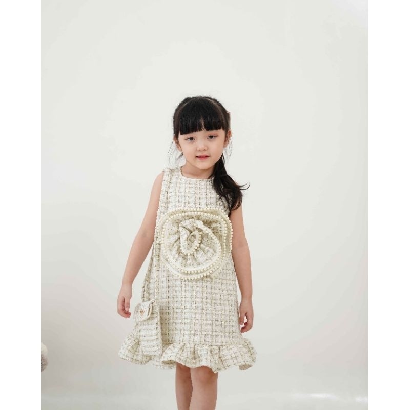 ELLIE CLOTHING - Lexa Tweed dress | tweed dress  | baju tweed anak | Tweed dress kid | baju mewah an