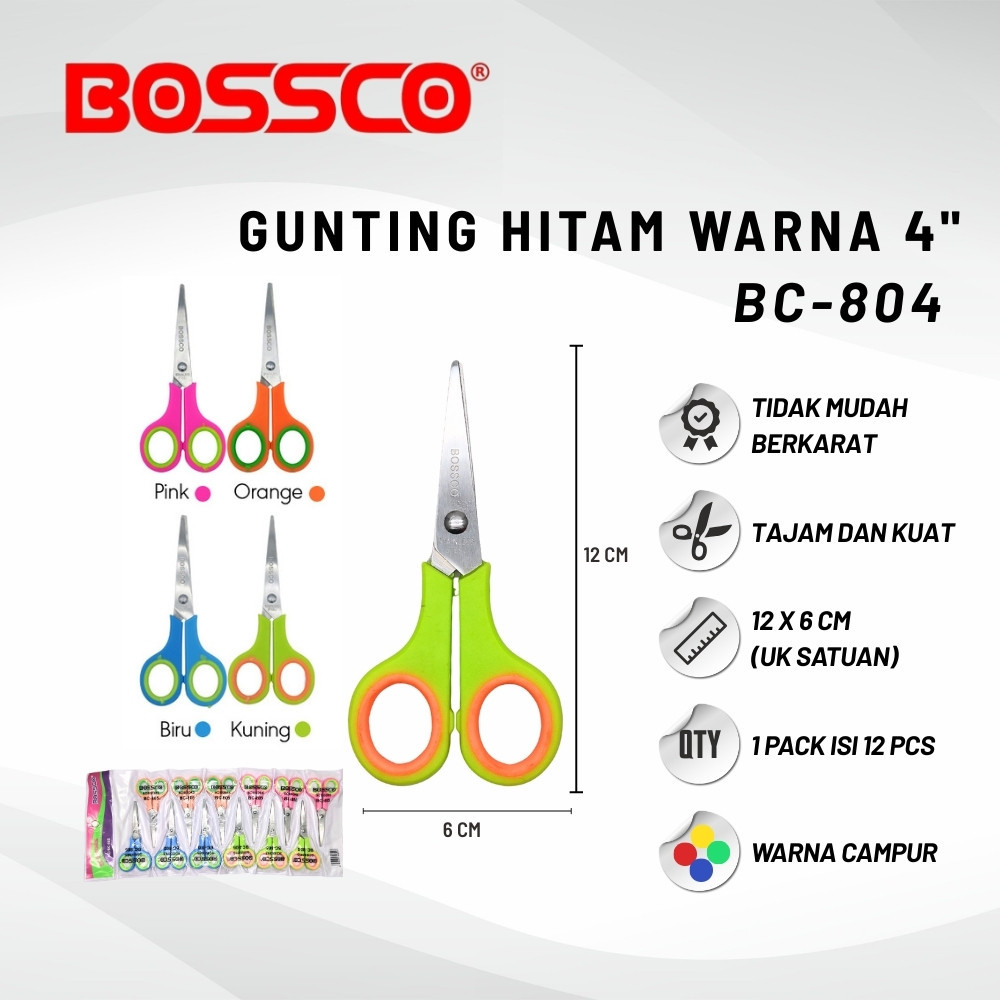 

1 Lembar(12 Pcs) Gunting Scissors BOSSCO BC-804