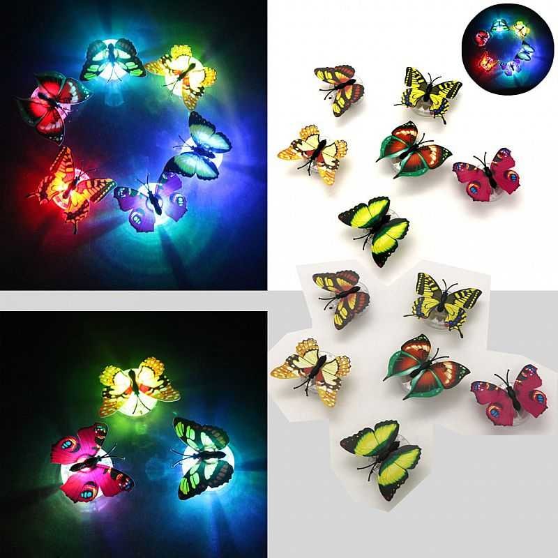 Lampu Kupu Kupu LED Kecil Berubah Warna Tempel Dinding Plafon Hiasan