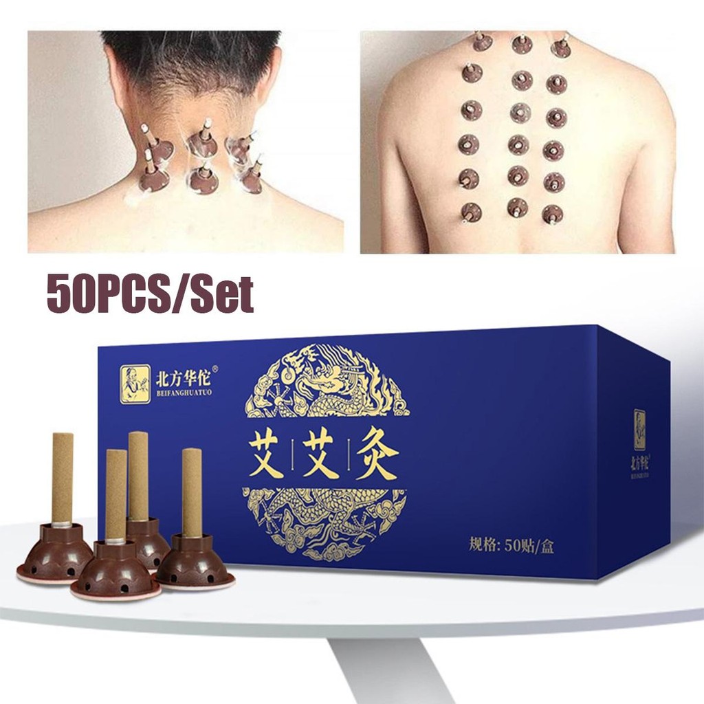 Moksibusi Moksa Tanpa Asap 7mm Moxa Stick Dudukan + Isi Moxa Moksa Tempel-50pcs/box