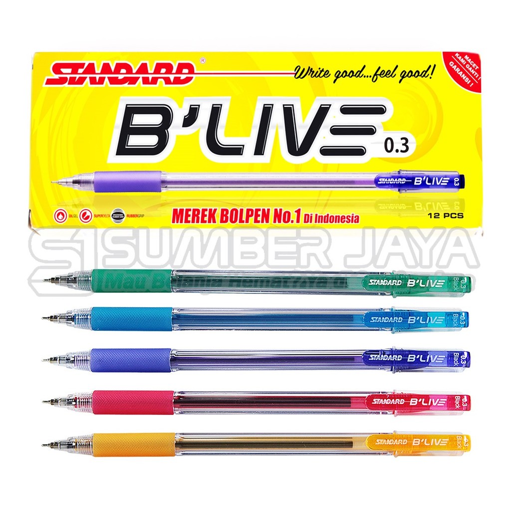 

Bolpen Ballpoint Standart B'LIVE 0.3mm Pulpen Pena 1 PCS Warna Hitam