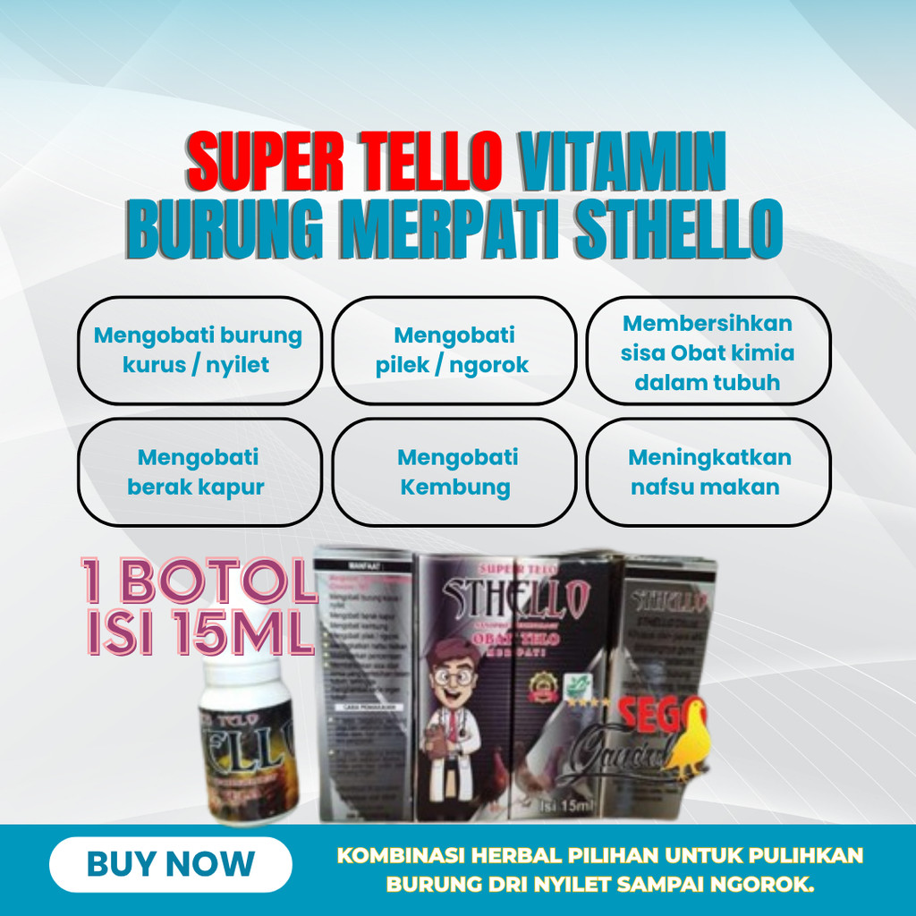 SUPER TELLO VITAMIN BURUNG MERPATI STHELLO 1 botol isi 15ml