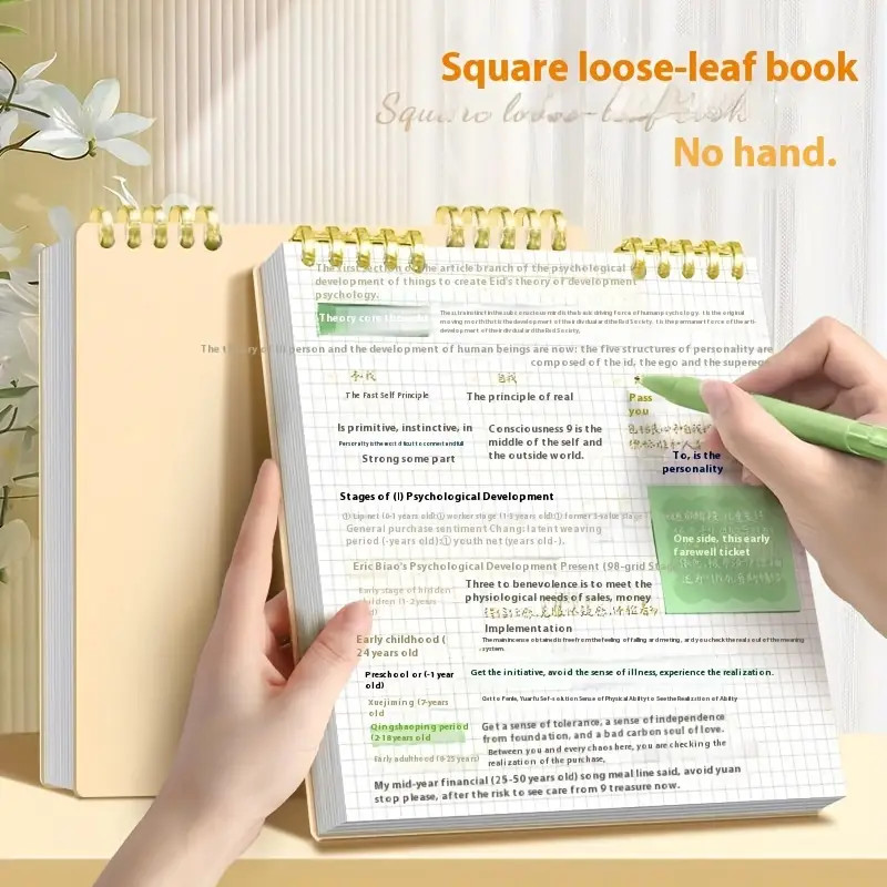 

Stylish Notebook Features a Vintage Square Design, a Comfortable-To-Hold Loose-Leaf Format, And Includes Detachable Grid Pages