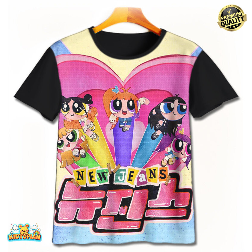 Baju Kaos Anak 3D Kartun New Jeans - The Powerpuff Girls V3 Pakaian Anak Premium  Usia 1-12 Tahun - 