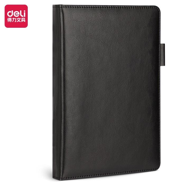 

Deli Leather Cover Notebook / Buku Catatan Sampul Kulit A5 180 Lembar Desain Elegan 22298 Kertas Paper - Hitam