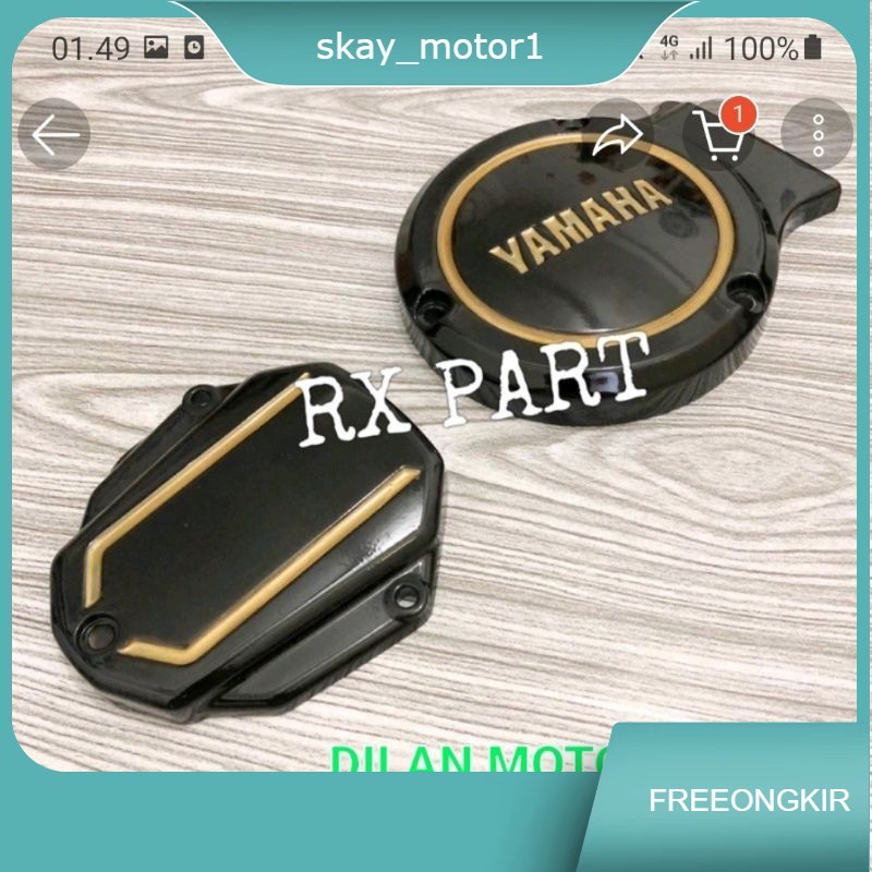 Cover tutup blok magnet set cover tutup pompa oli hitam Lis gold Rx King new Bahan Besi Tutup Bak rx