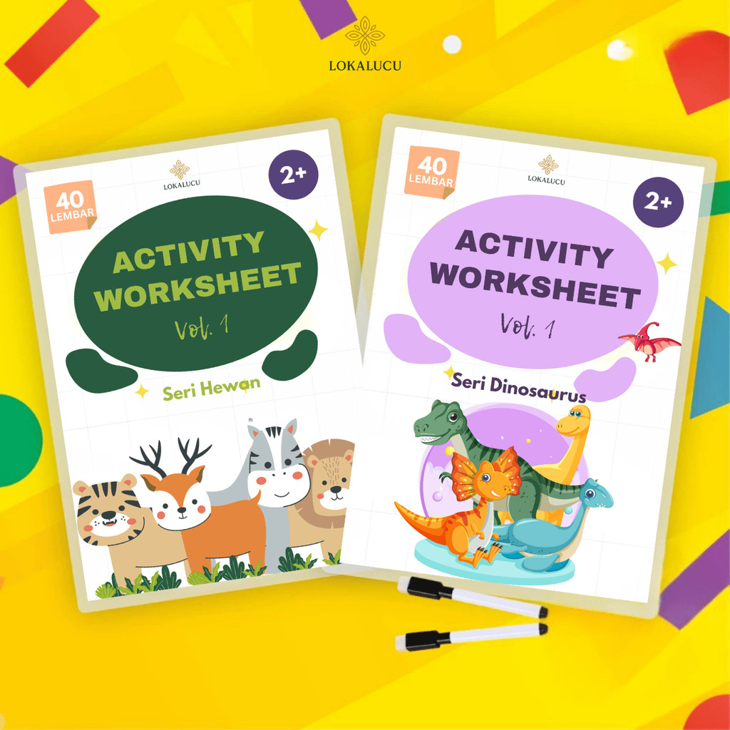 

Buku Aktivitas Anak – Worksheet Edukasi & Mewarnai Tema Hewan dan Dinosaurus Lengkap Map dan Spidol