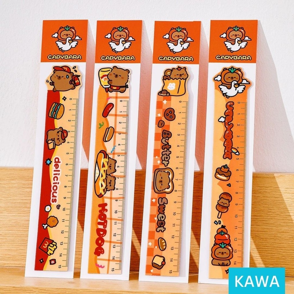 

KAWA Garisan Lurus Penggaris Capybara 15cm Bahan Karet Elastis Motif Kapibara Kartun MO