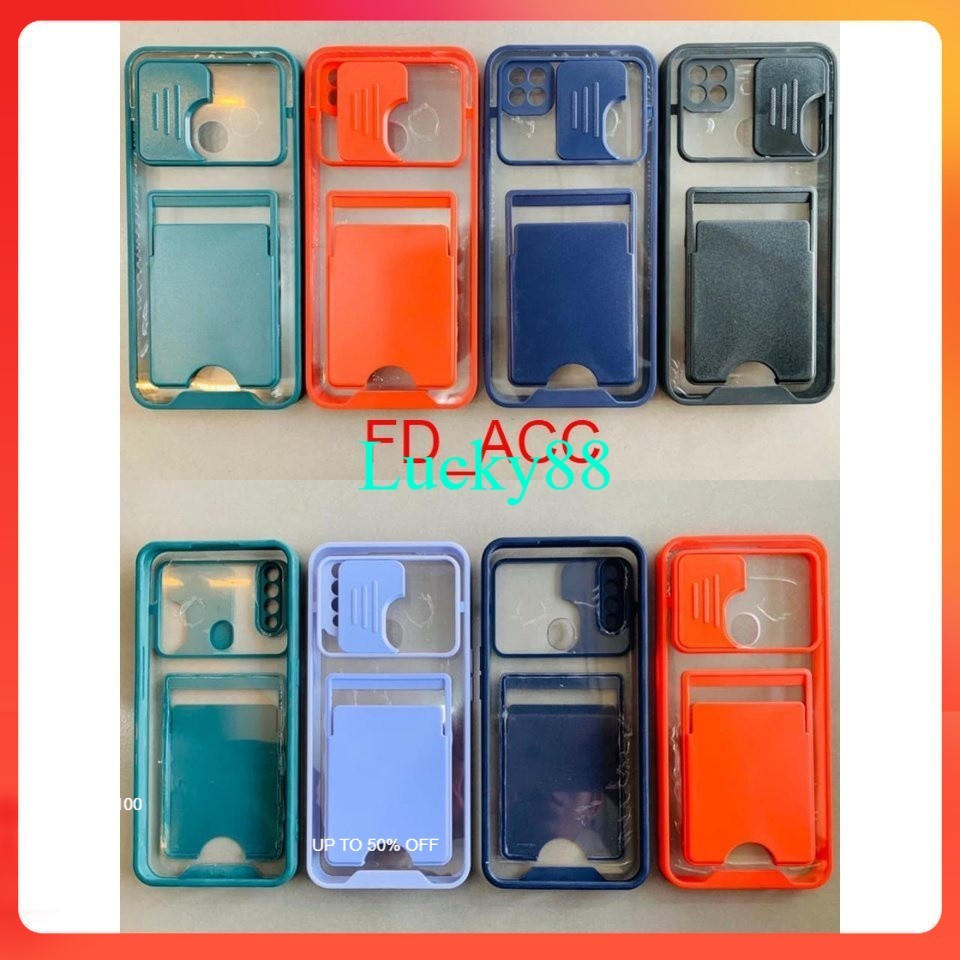 [ Samsung A02S / A12 / A22 4G / A22 5G / A31 / A32 4G / A52 / A72 ] Hardcase gingle card + Slide pel