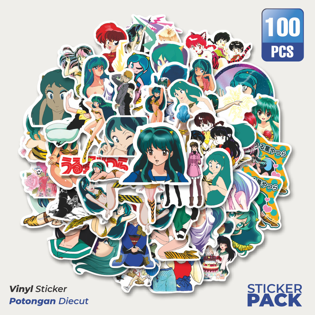 

100 PCS STIKER Anime Urusei Yatsura Waterproof Aesthetic- Untuk Laptop, Motor, dan Helm - Paper Stationery Pack