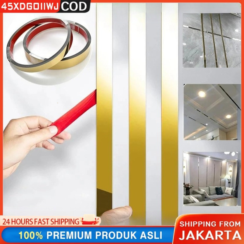 5M Wall molding stiker dinding stainless steel List plat strip mirror gold cermin Perbatasan Besi Ta