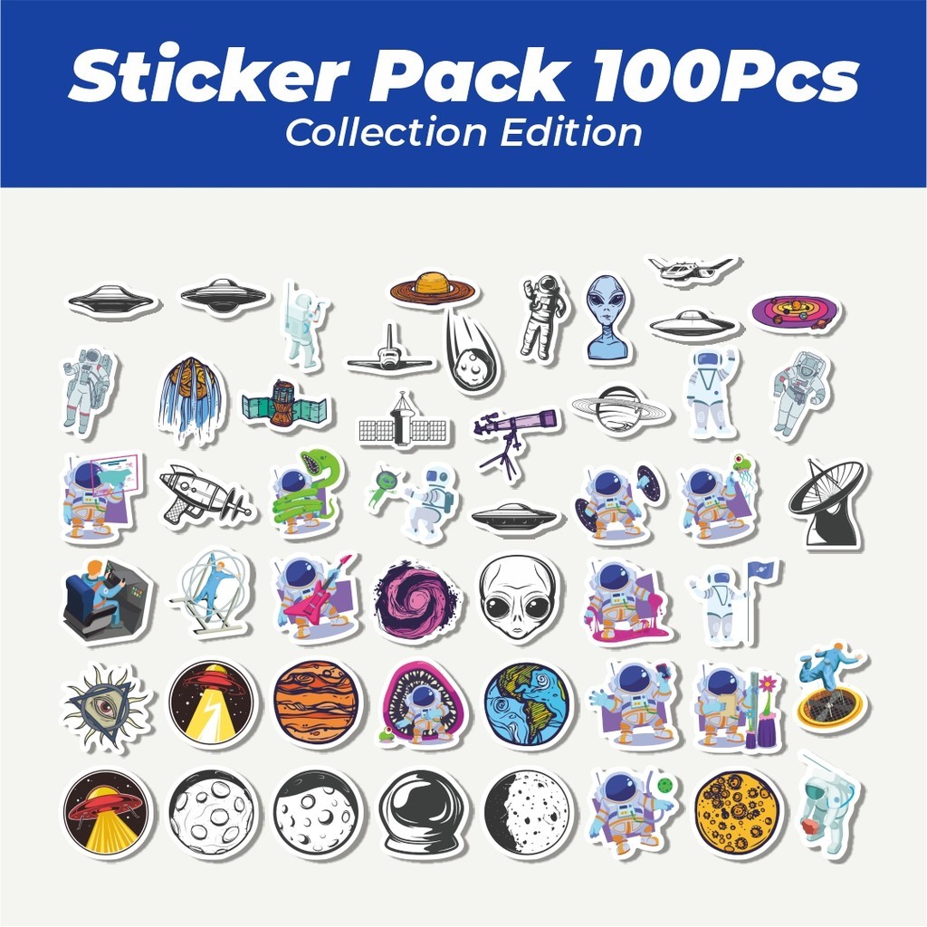 

Hot Stiker Kartun UFO Alien Astronot Roket Luar Angkasa Lucu Anti Air Stikers Berperekat Waterproof Sticker Decal Buat Motor Helm Buku Journal Koper Casing HP Laptop Botol Minum