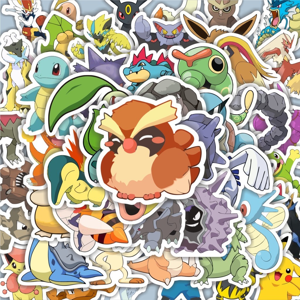 

100PCS Lucu Stiker Kartun Pokémon Stiker Aesthetic Stiker Anti Air Stikers Berperekat Waterproof sticker decal buat Motor Helm Buku Journal Koper Casing HP Laptop Botol Minum Hadiah anak