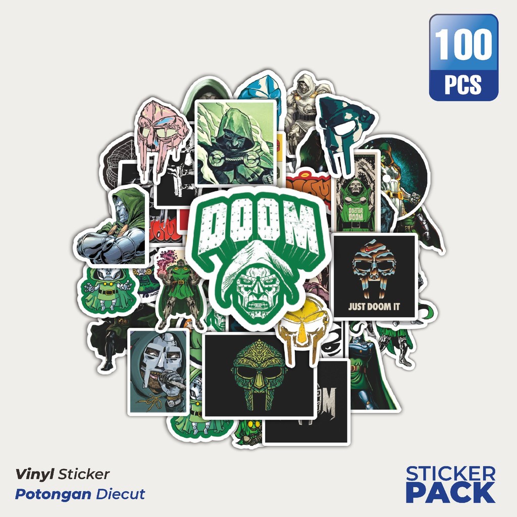 

Stiker Vinyl Stiker MF Doom Series Waterproof Aesthetic- Untuk Laptop, Motor, dan Helm - Paper Stationery Pack