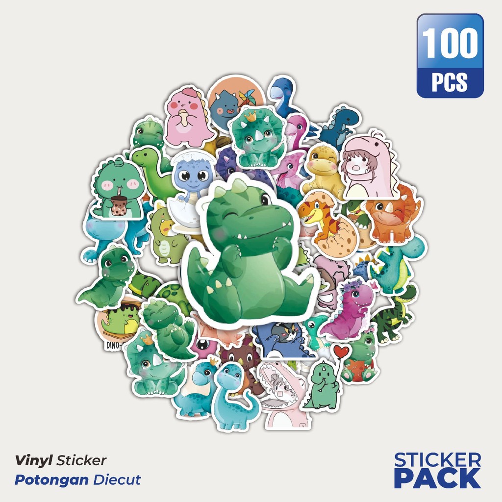

MURAH 100 PCS Stiker Baby Dinosaur 2 [Bayi Dinosurus] Waterproof Aesthetic- Untuk Laptop, Motor, dan Helm - Paper Stationery Pack