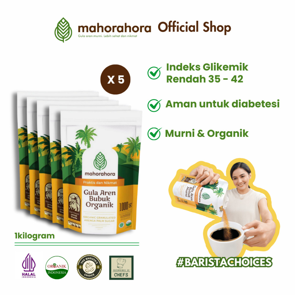 

Mahorahora Paket Hemat Gula Aren Bubuk Organik 1 Kg , Premium dan Halal - 5 pcs