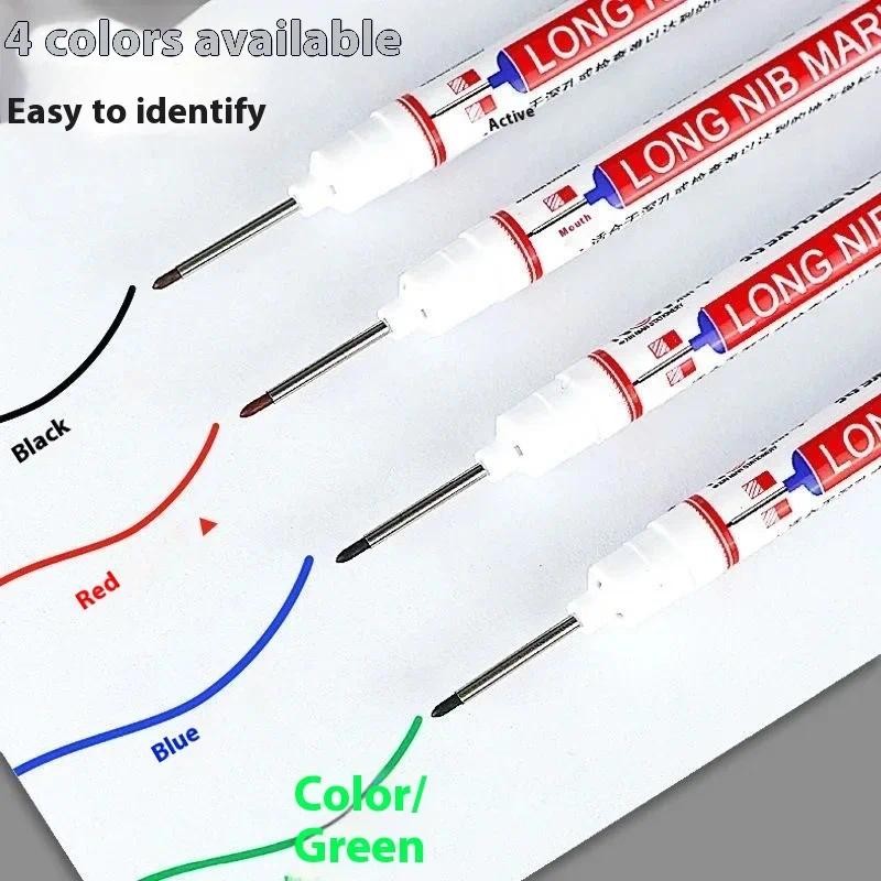 

4/5Pcs/Set Long Head Markers Bathroom Woodworking Decoration Multi-purpose Deep Hole Marker Pens Red/Black/Blue/Green/White Ink