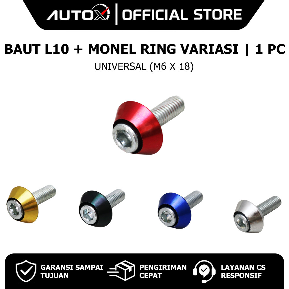 1 PC Baut L 10 + Monel Ring Variasi Vario 125 150 & Beat Pop Street & Scoopy & Mio S M3 & Tiger & AD