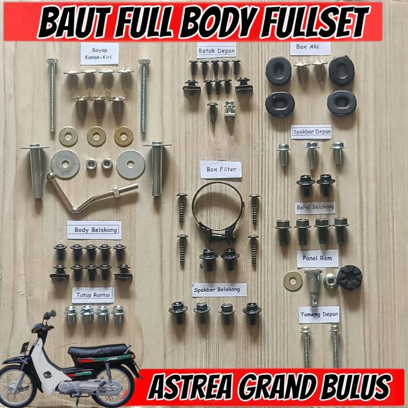 Baut Full Set Cover Body Honda Astrea Grand Bulus / Grand Sabit 100 / Baut Full Body Astrea grand bu