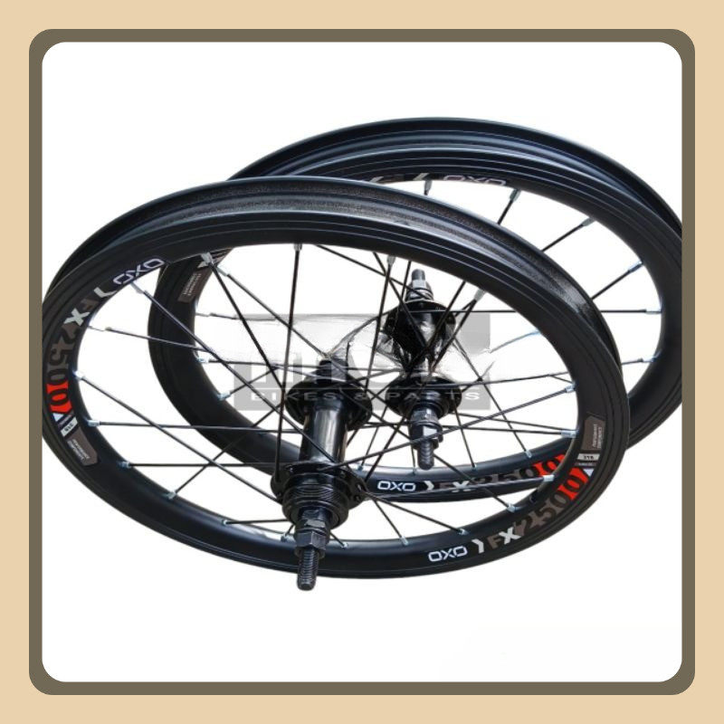 WHEELSET SEPEDA 16 OXO FX2500 DOUBLE WALL LUBANG 20 HOLE 20H ALLOY RIM RIMS HUB FREEHUB BMX SELI LIP