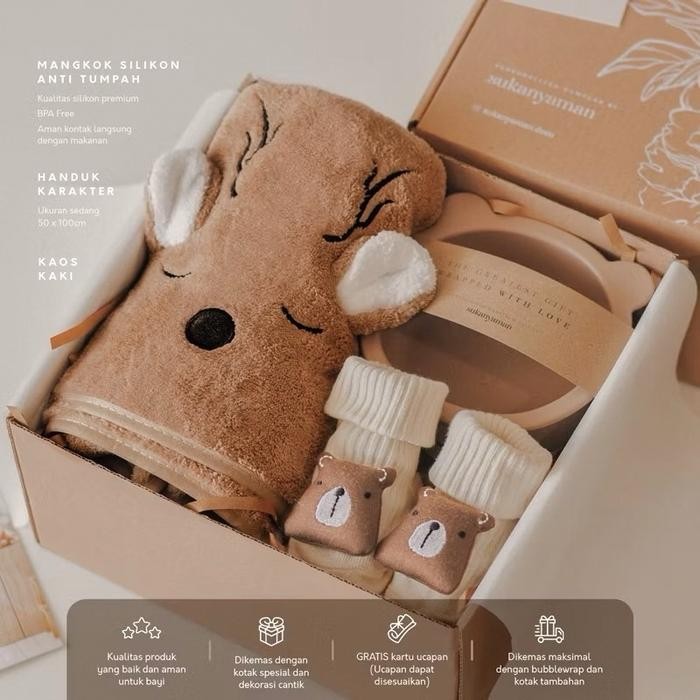 

Hadiah Kelahiran Bayi | Baby Newborn Gift Set |Hampers Newborn - Brown CB