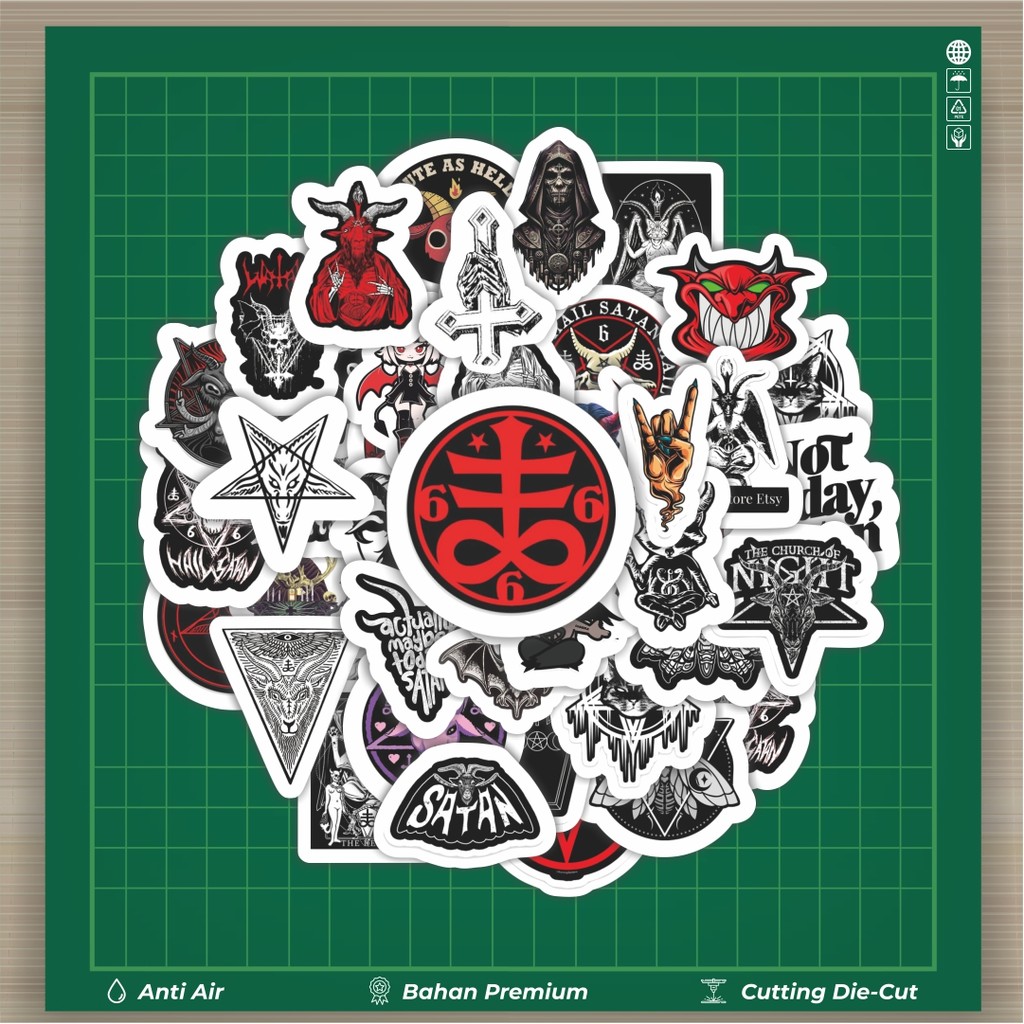 

HOT 50 PCS STIKER Stiker Lambang Satanic Stiker Fashion Cars Decal Dingin Kartu Album Custom Vinyl Anti Air- Sticker Aesthetic Buku Journal Koper Casing HP Tablet Laptop Helm Motor Botol Minum