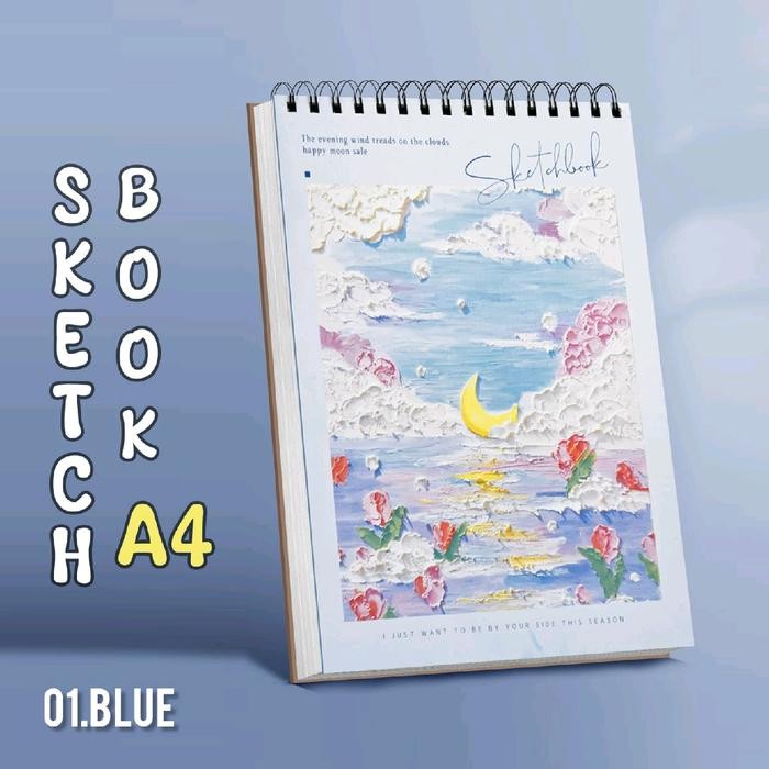 

Sketchbook A4 Buku Gambar A4 Buku Sketsa Vertikal Jilid Spiral 40 Lembar / 80 Halaman Paper Kertas Stationery White - Blue
