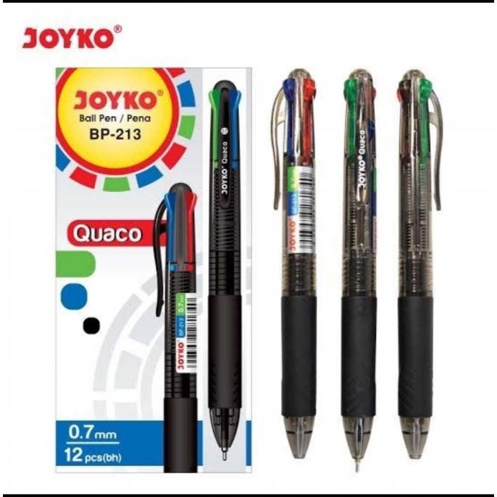 

Pulpen Joyko BP-213 Quaco 4 Warna 0.7mm (12 Pcs)CO