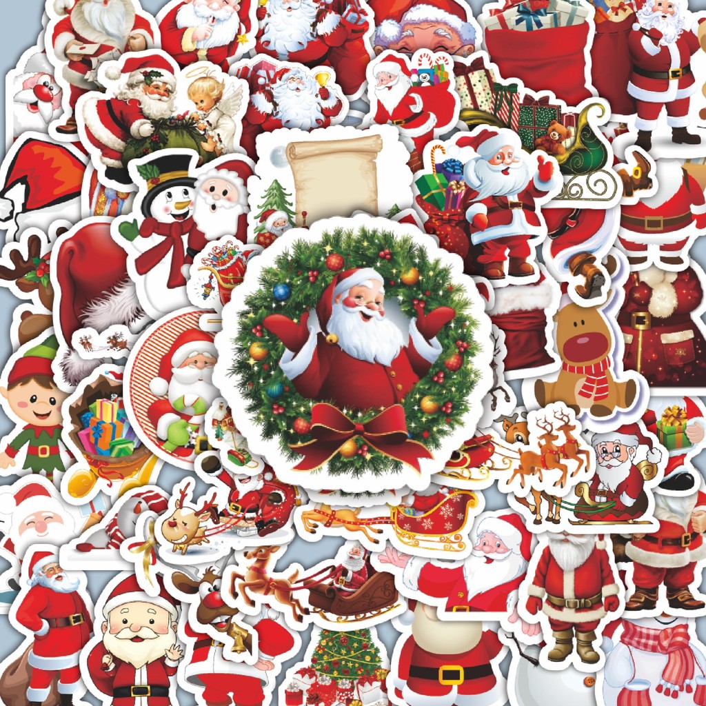 

100PCS Lucu Stiker Funny Santa Claus Series Stiker Aesthetic Stiker Anti Air Stikers Berperekat Waterproof sticker decal buat Motor Helm Buku Journal Koper Casing HP Laptop Botol Minum Hadiah anak