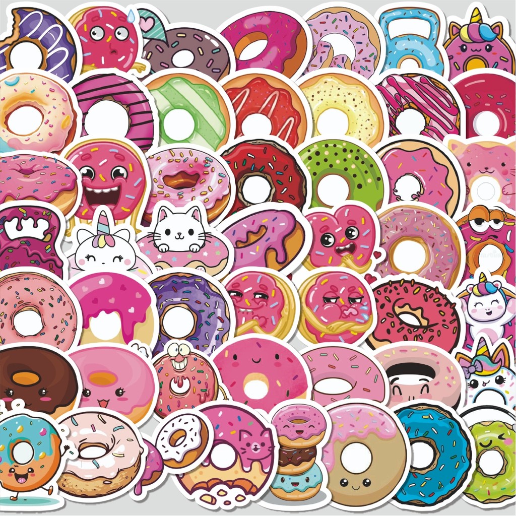 

Stiker Cutting Pack Stiker Delicious Doughnut 2 [Donat Lezat] Isi 100Pcs Series Aesthetic Lucu Keren Untuk Koper Bahan Vynil
