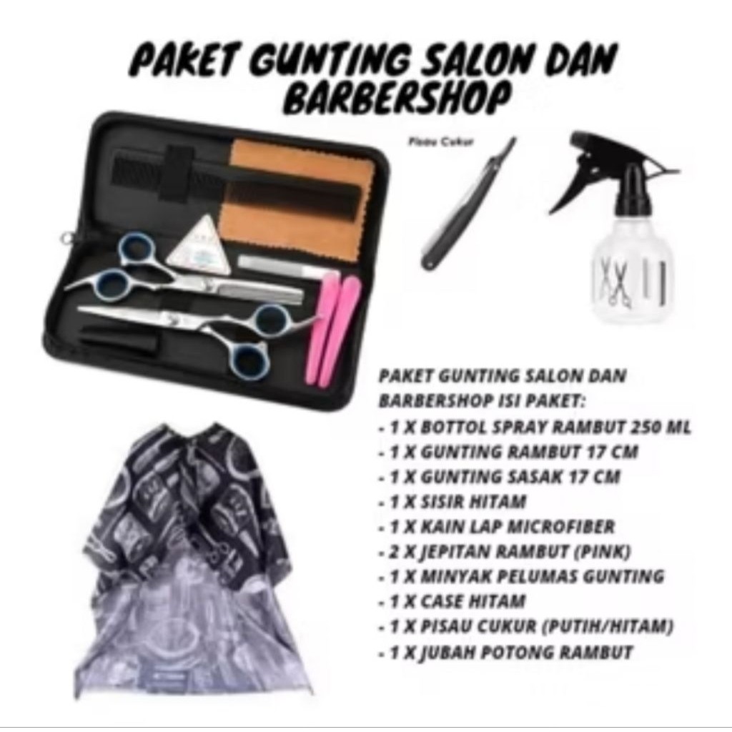 TERLARIS set perlengkapan barber cukur potong rambut, set perlengkapan murah set alat barber **