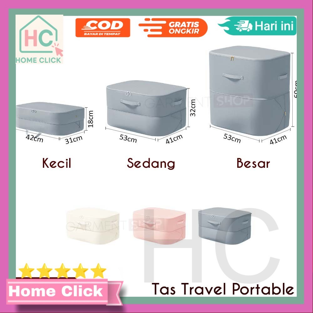 Tas Organizer Kompres Tempat Pakaian Traveling Praktis Penyimpanan Bed Cover Sprei Hemat Ruang