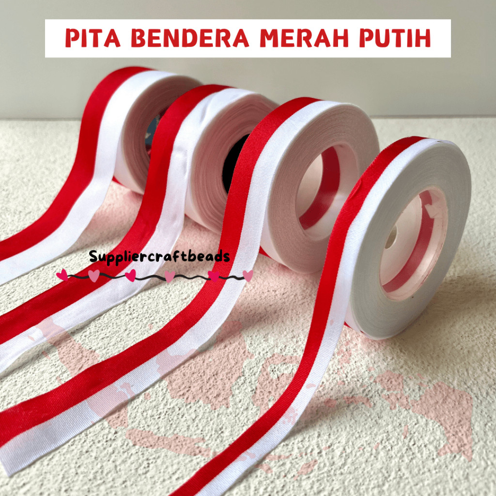 

PROMO !!!! Pita merah putih 1/2"-1"-11/2"-2" panjang 20 yard-1Roll pita bendera