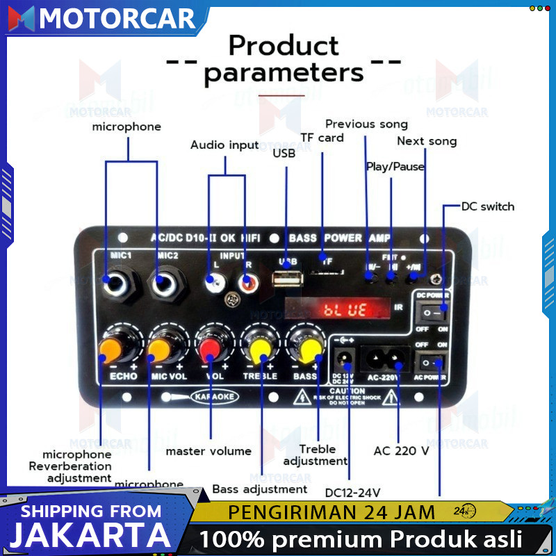 D10 900W Amplifier Board Audio Power Amplifier Board Dengan Tampilan Digital D10-II Untuk 8-12 Inci