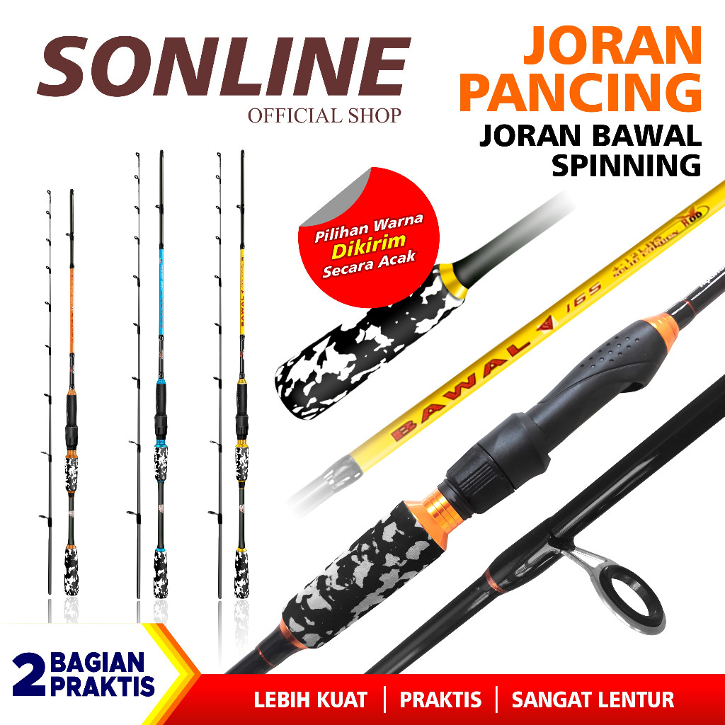 SONLINE Joran Pancing Bawal 1.50m s/d 1.80m Fishing Rod Carbon Fiber Joran Pancing Spinning Joran Ba