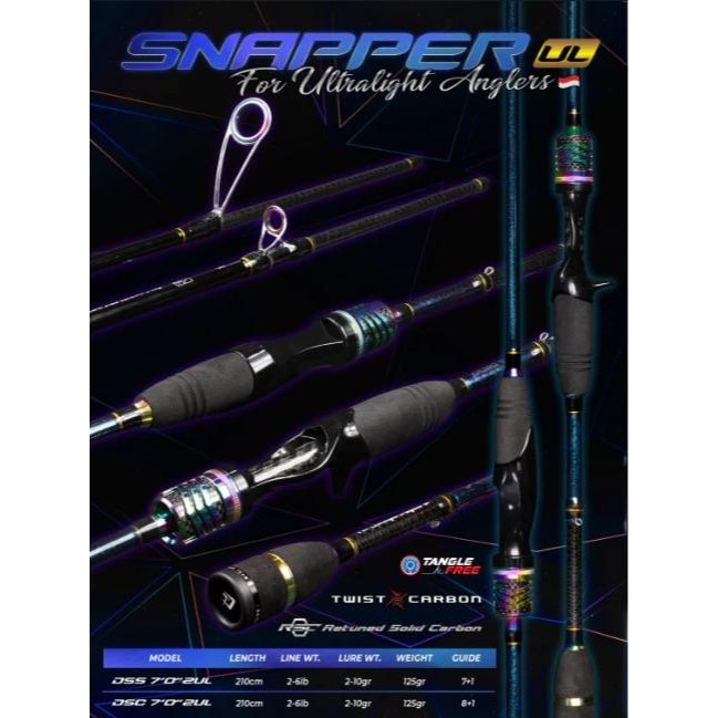 Joran Pancing UL DAIDO SNAPPER BC 210cm BaitCasting 2-6lbs Ultra Light Carbon Murah - Toms Fishing -