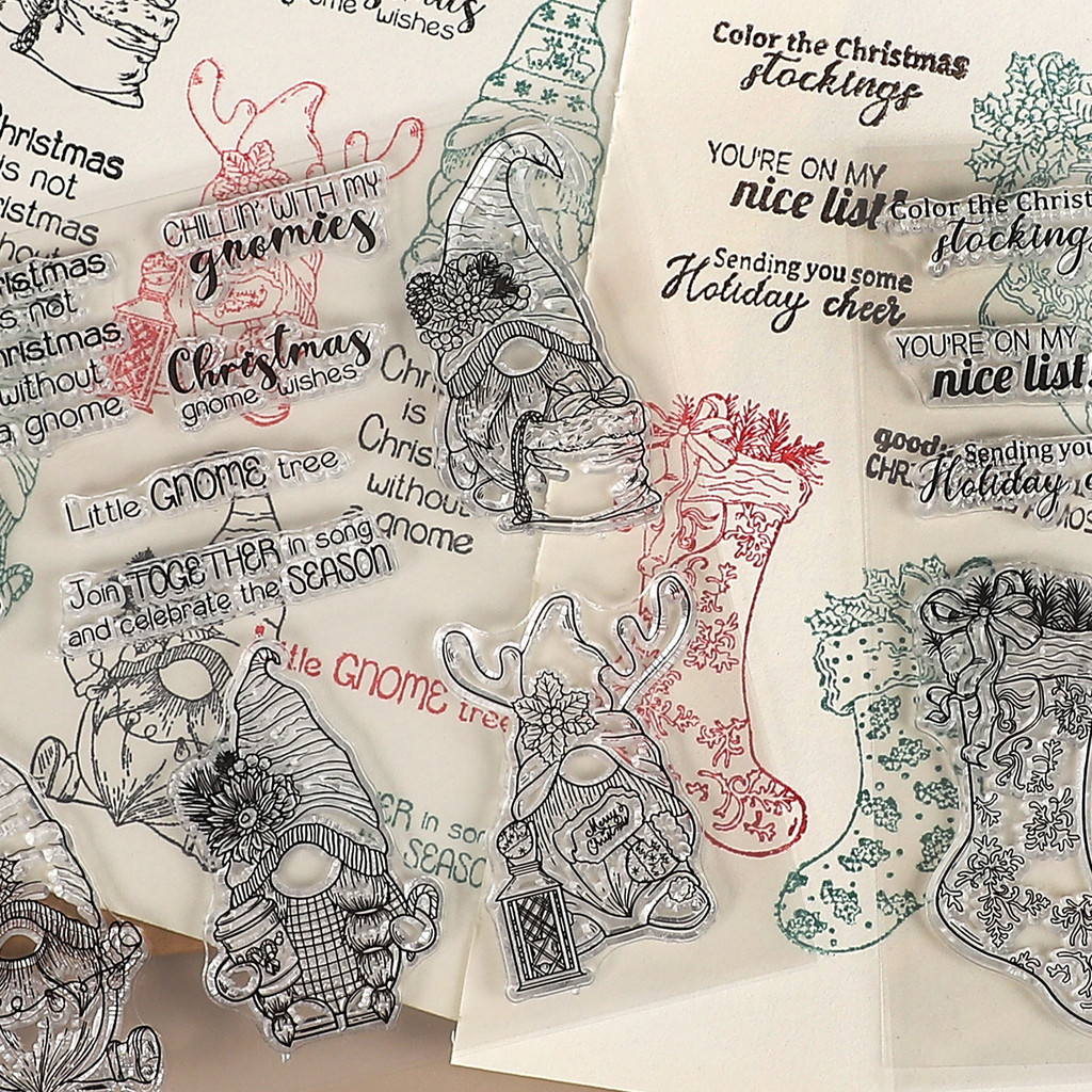 

Vintage Stockings Tree Santa Claus Landscape Transparent Silicone Stamp Creative DIY Journal Collage Stationery