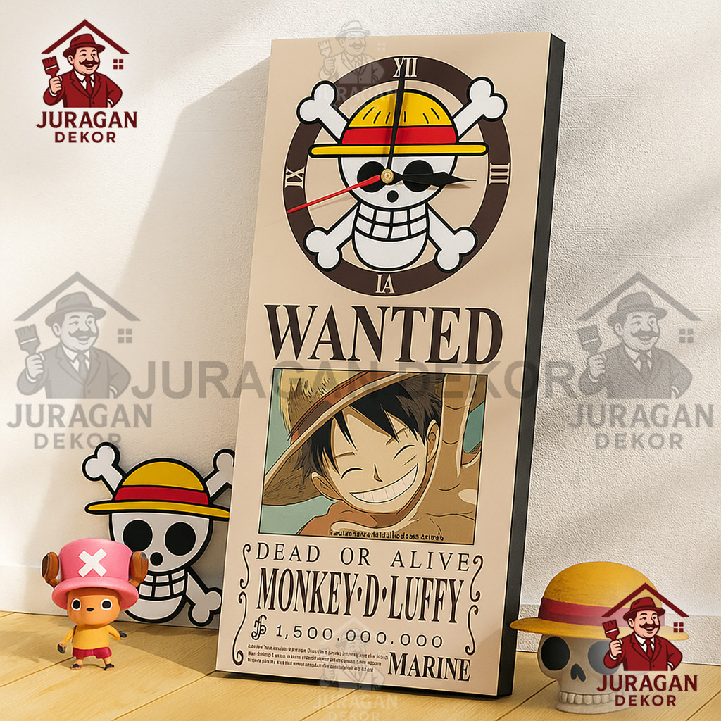 Jam Dinding One Piece Wanted Bounty Luffy Hiasan Dinding Poster Onepiece