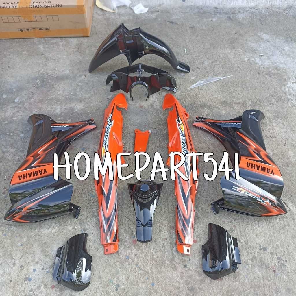 FULL SETT BODY HALUS YAMAHA JUPITER Z NEW JUPITER Z BURHAN SET STRIPING HITAM ORANGE