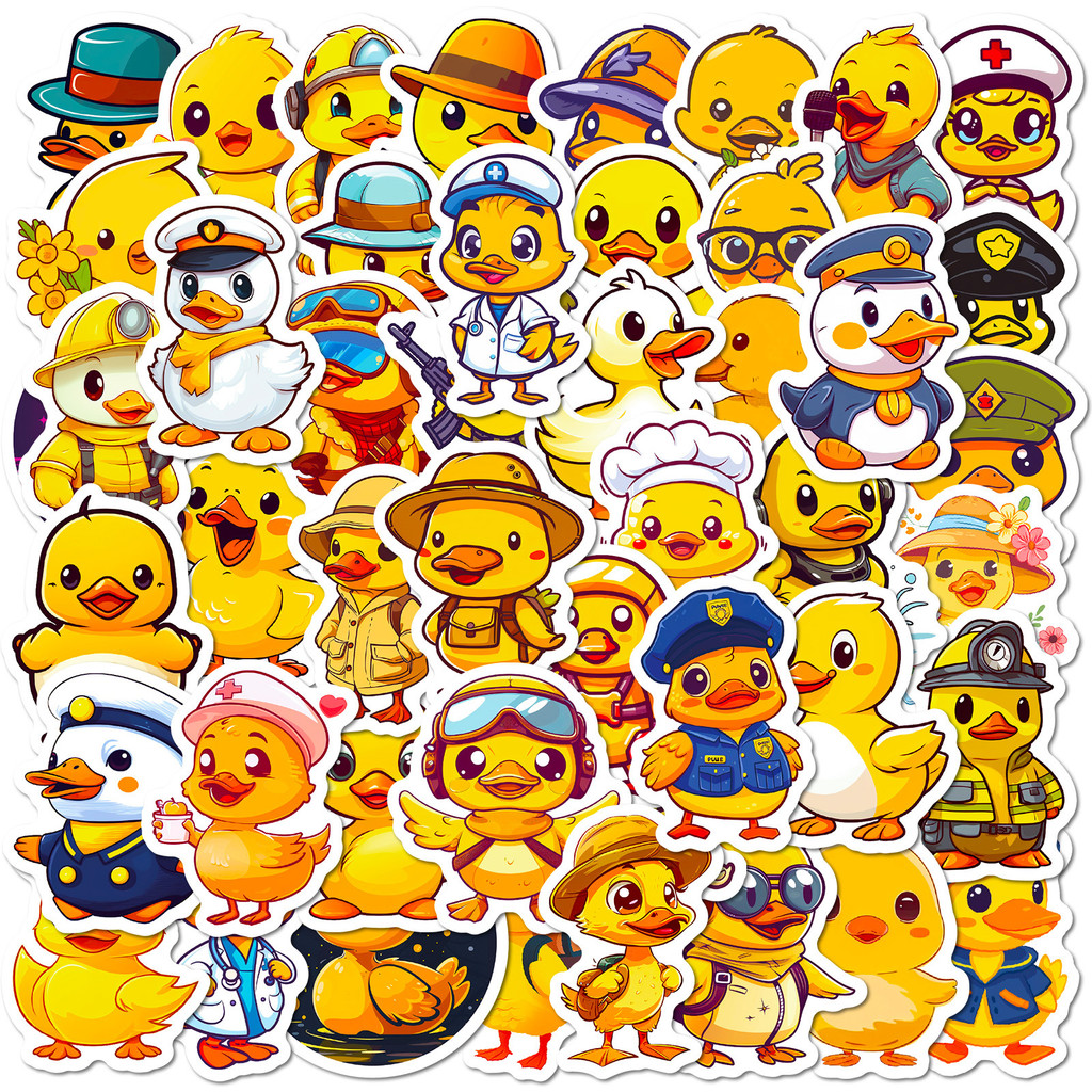 

50Pcs Cute Little Yellow Duck Series Stickers Suitcase Phone Case Water Bottle Waterproof Decoration Diy Sticker Packs