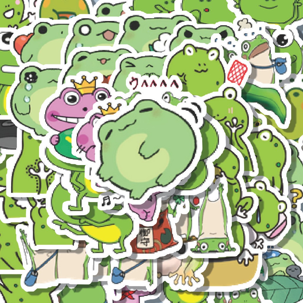 

100PCS Lucu Stiker Kawaii Frog Series E [Katak] Stiker Aesthetic Stiker Anti Air Stikers Berperekat Waterproof sticker decal buat Motor Helm Buku Journal Koper Casing HP Laptop Botol Minum Hadiah anak