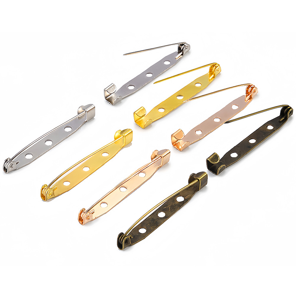 

30/50pcs Brooch Clip Base Pins 15/20/25/30/35/40mm Metal Safety Pins Brooch Settings Blank Base for DIY Jewelry Making Supplies