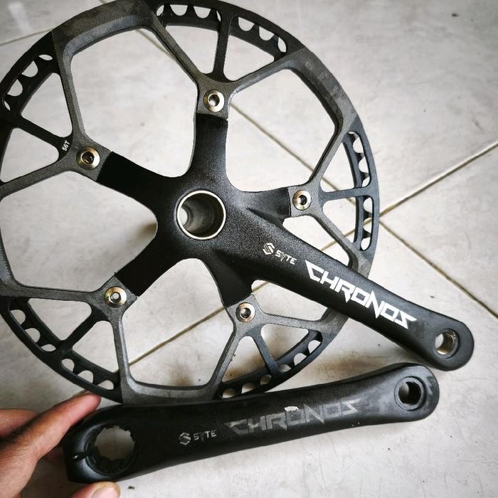 Obral crank hollowtech 2 syte chronos 56T alloy tanpa BB sepeda lipat minion fixie federal dll