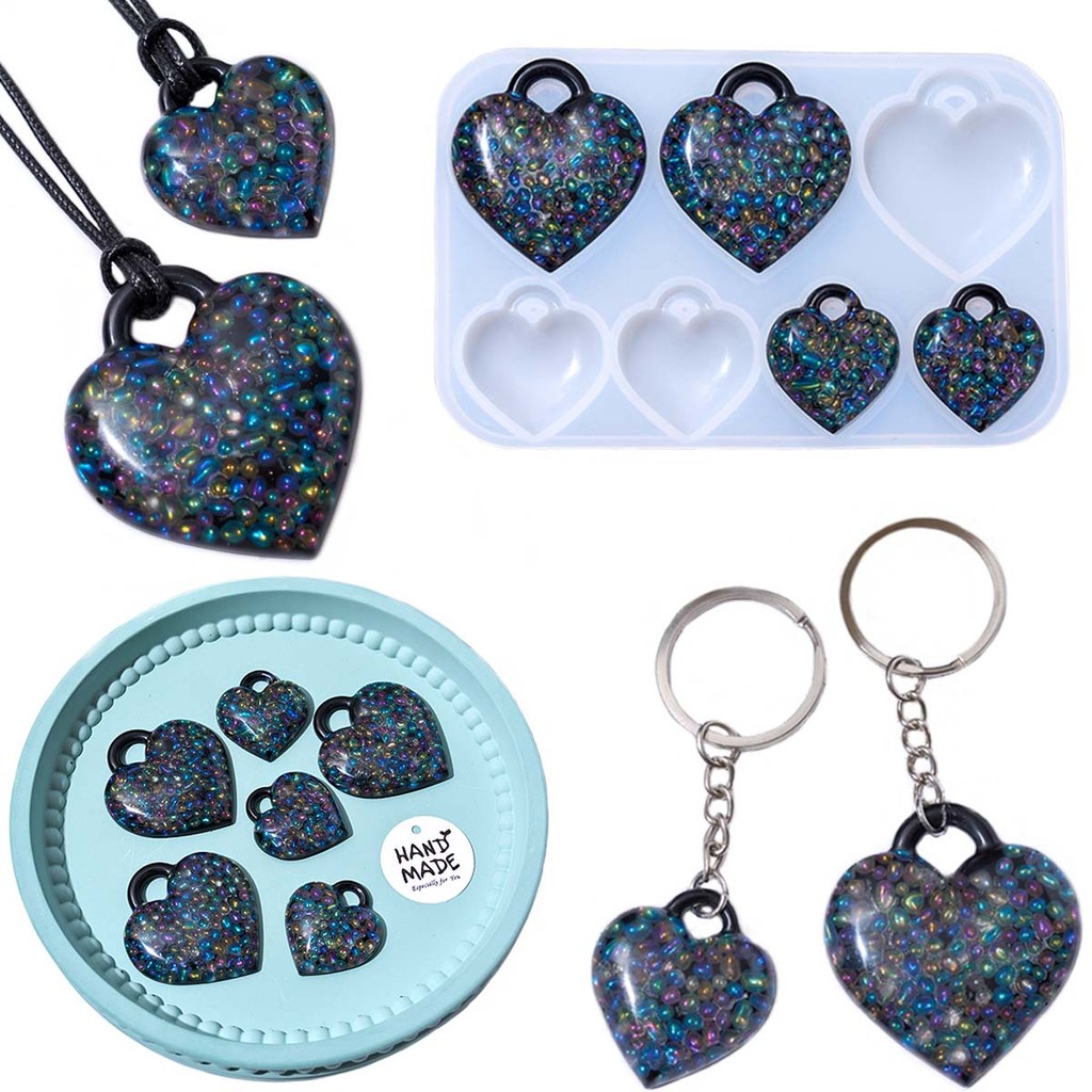 

Love Pendants Silicone Mold DIY Valentine's Day Ornaments Heart Shape Craft Gift Making UV Epoxy Resin Keychain Jewelry Molds