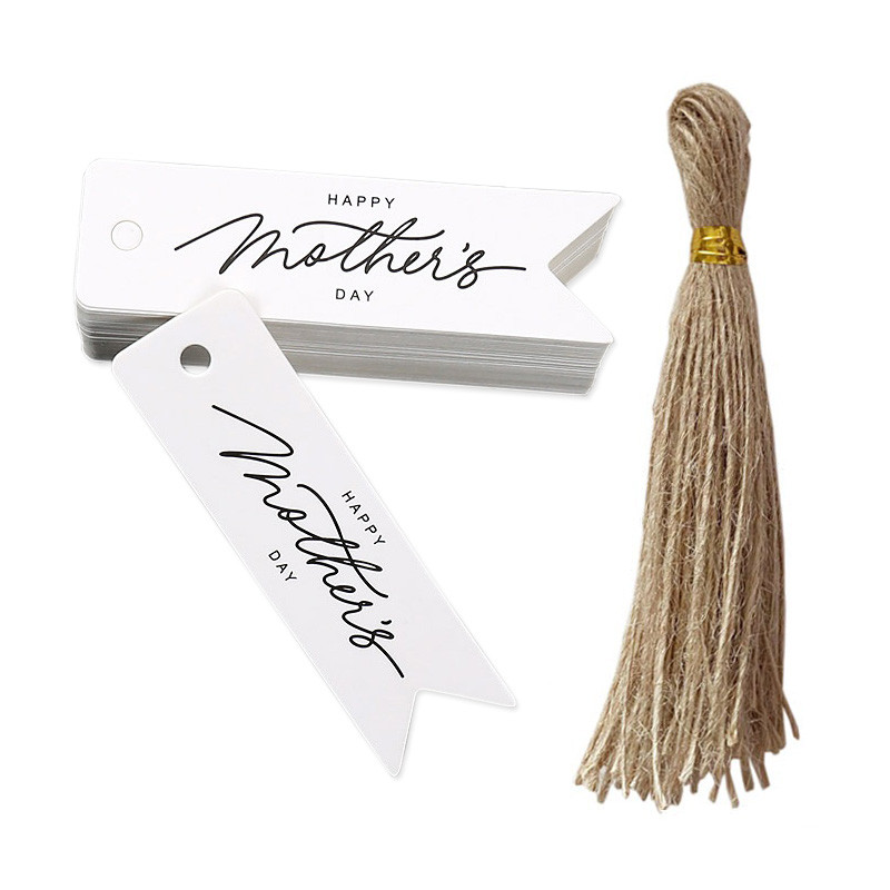 

50pcs Happy Mother's Day Gift Tags White Paper Cards Mother Mum Mommy Gifts Bags Boxes Decoration Packaging Supplies Hang Tag