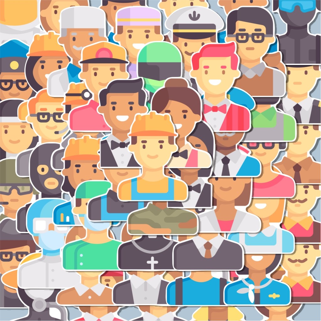 

100PCS Lucu Stiker Job and Professions Avatar Stiker Aesthetic Stiker Anti Air Stikers Berperekat Waterproof sticker decal buat Motor Helm Buku Journal Koper Casing HP Laptop Botol Minum Hadiah anak