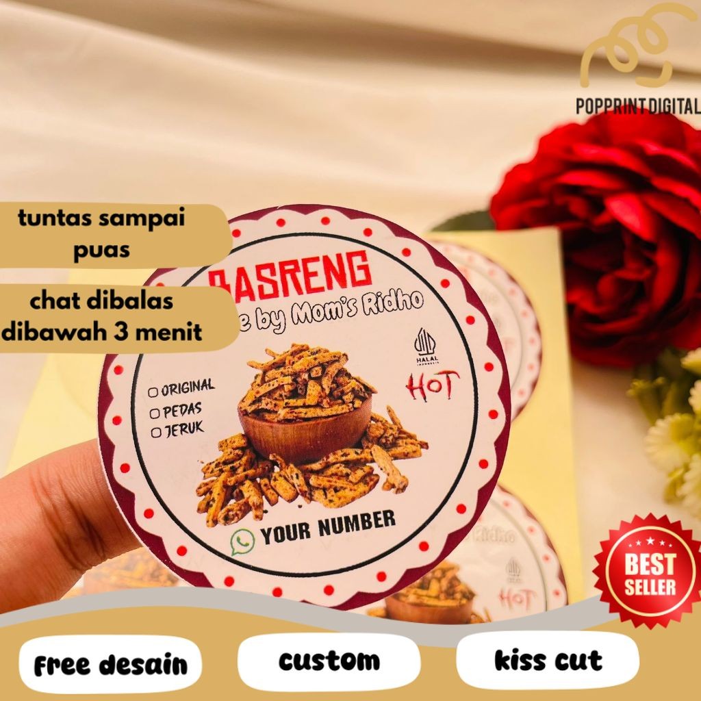 

PpD 9-15 Cetak Stiker Label Cemilan Basreng Sticker Makanan Baso Goreng Pedas Free Desain