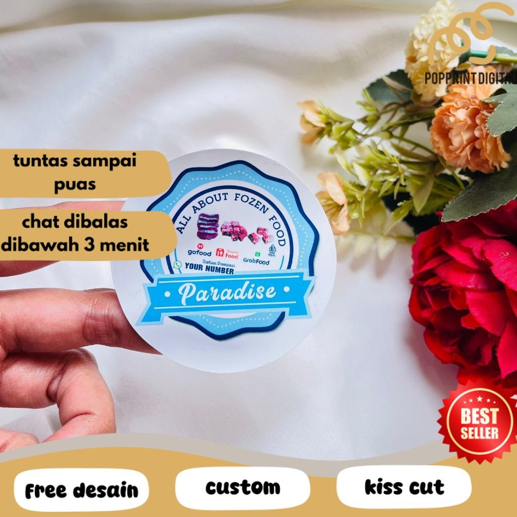 

PpD Cetak Stiker Vinyl Frozen Food Sticker Label Makanan Beku Basah Anti Air Free Desain Custom Nama
