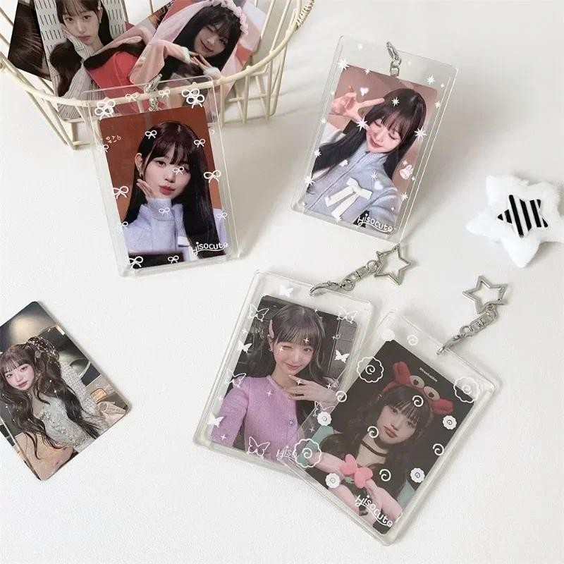 

Ins Photocards Holder Acrylic Kpop Card Photo Frame Photo Display Stand ID Card Card Film Sleeve with Pendant Keychian