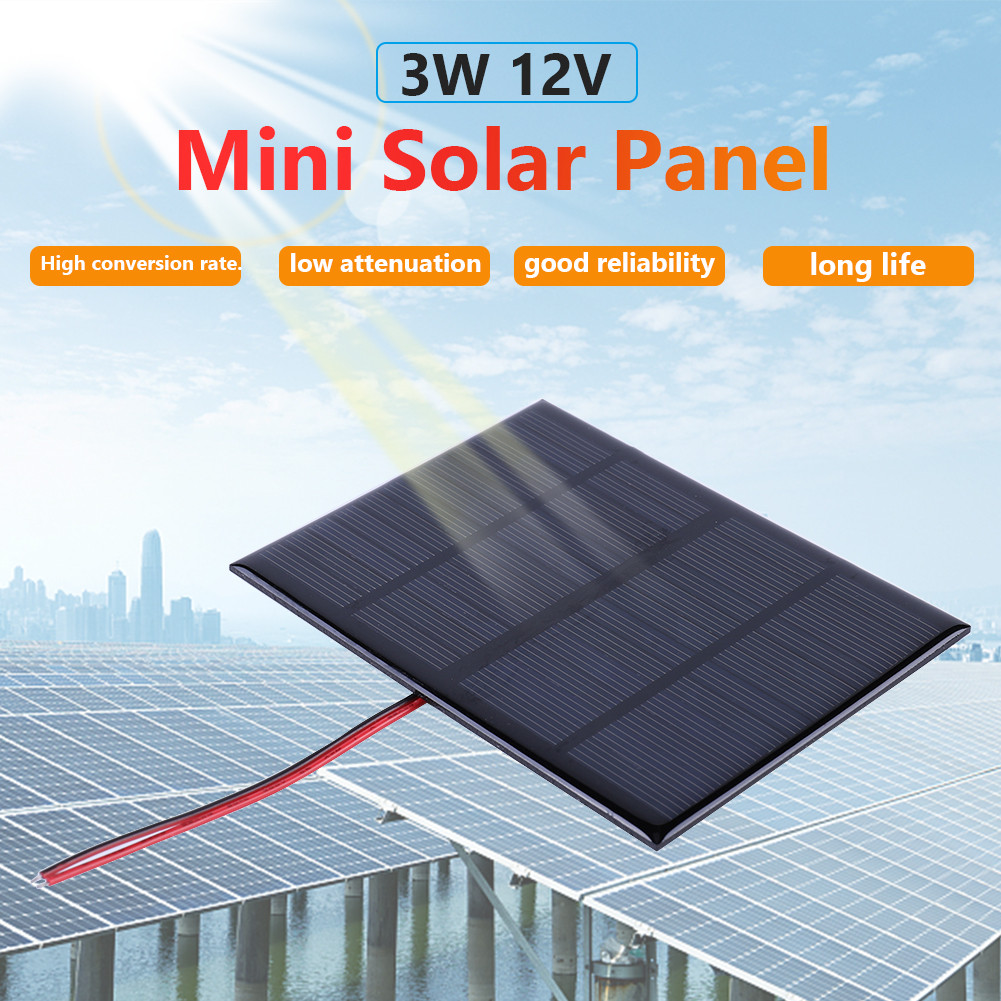 3W 12V Small Solar Cell with Cable DIY Polysilicon Solar Epoxy Cell Charger Solar Battery Charger fo